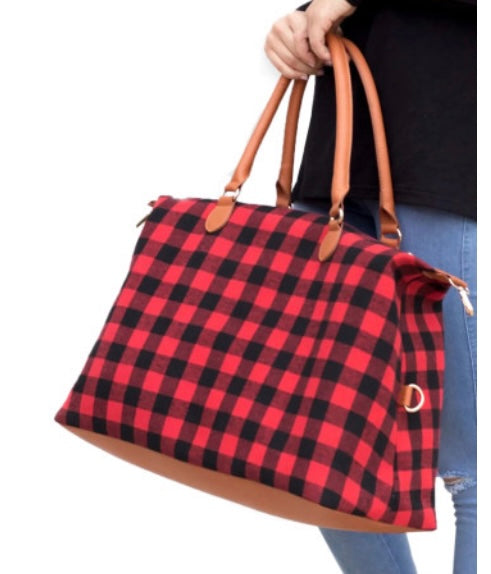 Red Plaid Tote Bag | JB Boutique |