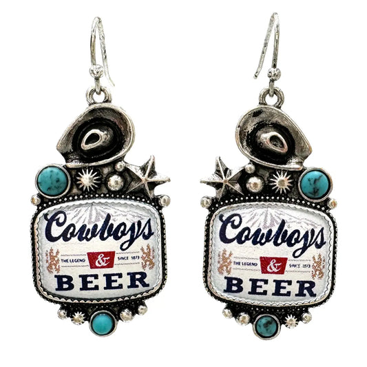 COWBOYS AND BEER EARRINGS