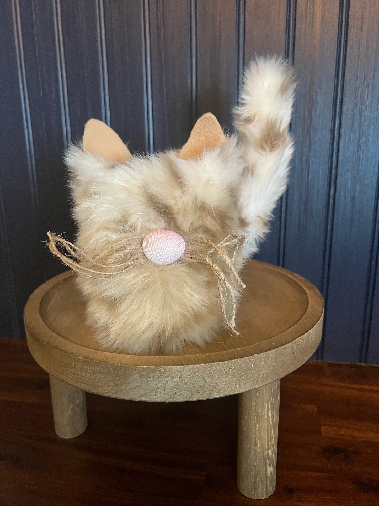 Gnoming Around: Beige Fury Feline Cat Gnome