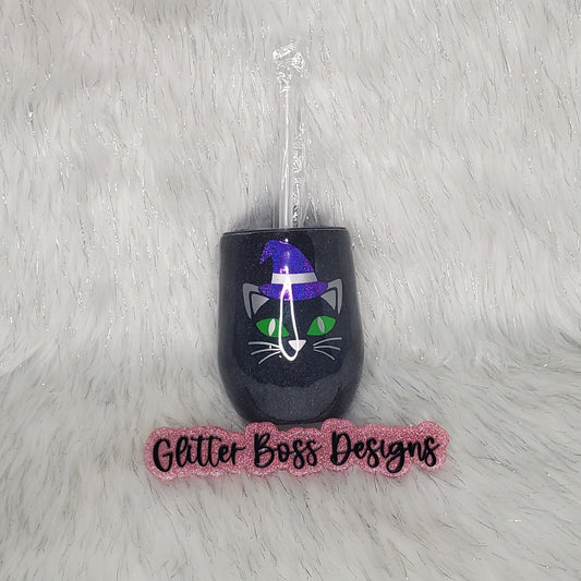 Cat - 12 oz Wine - Glitter Boss
