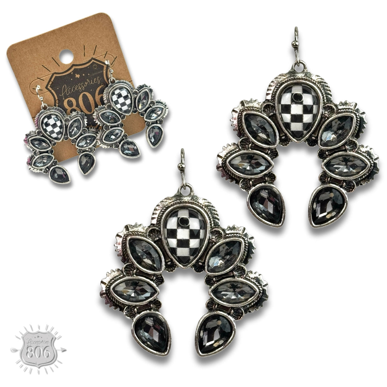 Checkerboard Naja Style Earring