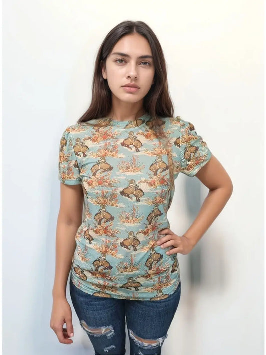 Cowgirl Bronc Mesh Top- SS