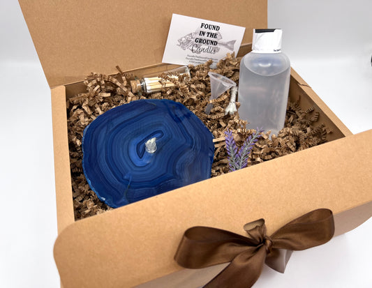Blue Agate Rock Oil Candle Gift Box - Found In The Ground Candles