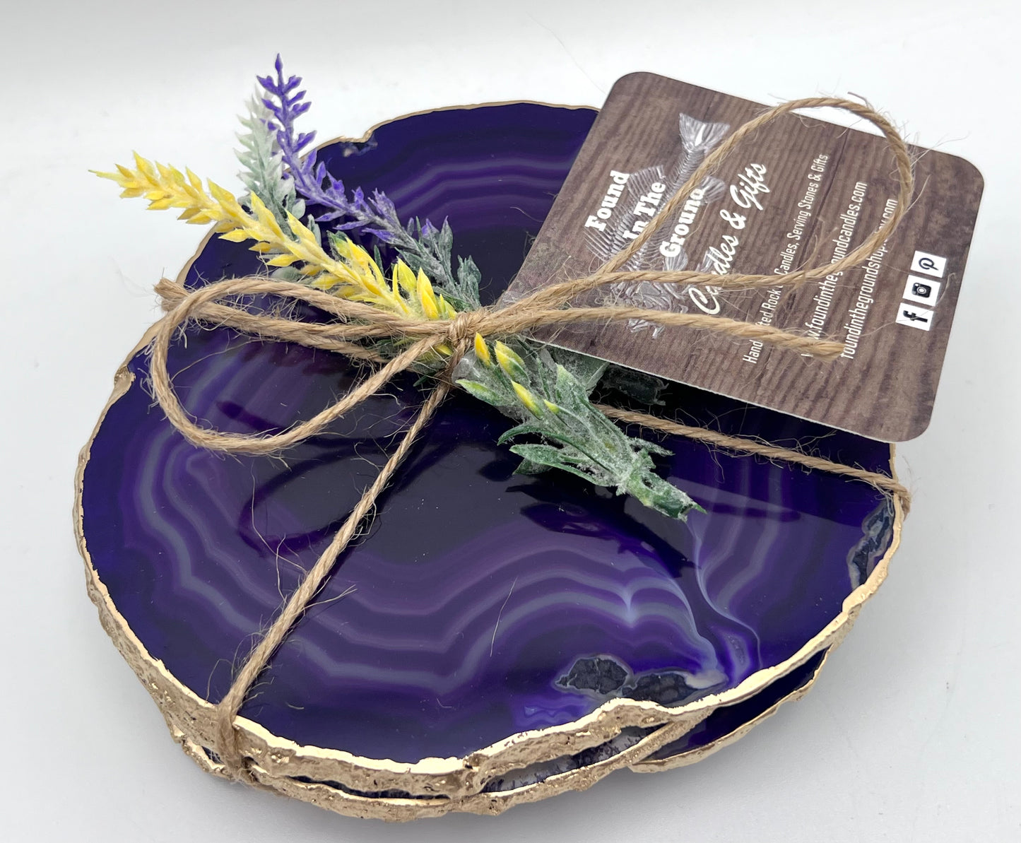 Purple Agate Coasters Set of 4 - Found In The Ground Candles