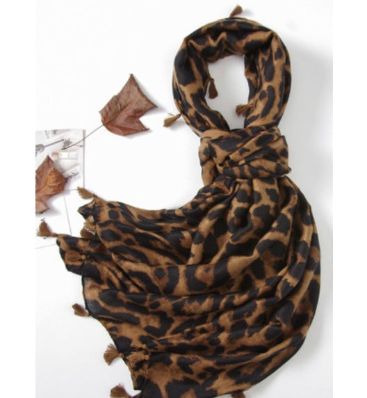 Leopard Tassel Scarf | JB Boutique |