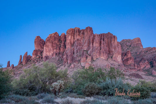 Superstition Mountain Sunset Matted Print 7”x5”