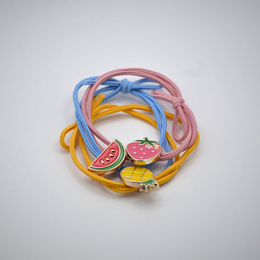 Fruity Soft Bow Hair Ties (Set of 3 pcs)