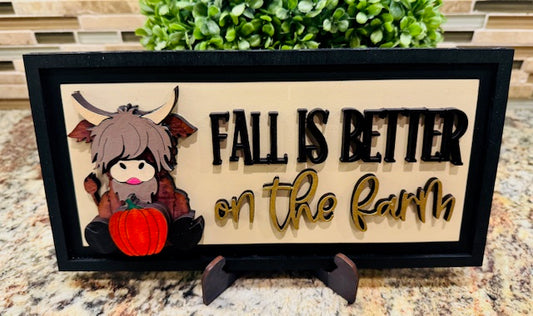 Interchangeable Leaning Frame Insert Highland Cow (Fall On The Farm) - STV