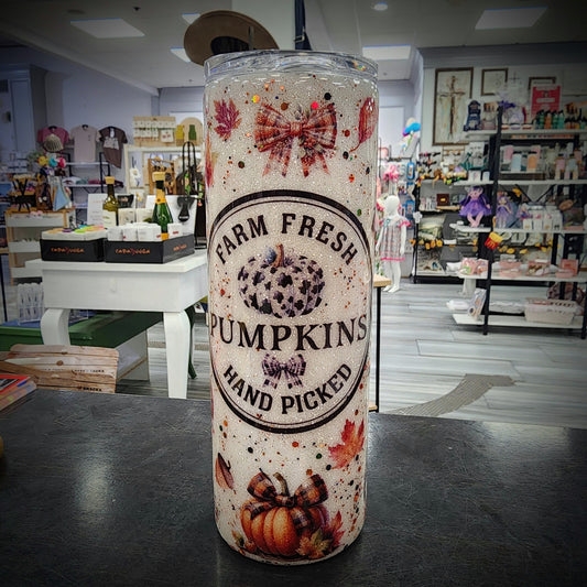 Farm Fresh Pumpkins Hand Picked - 20 oz Skinny - Glitter Boss