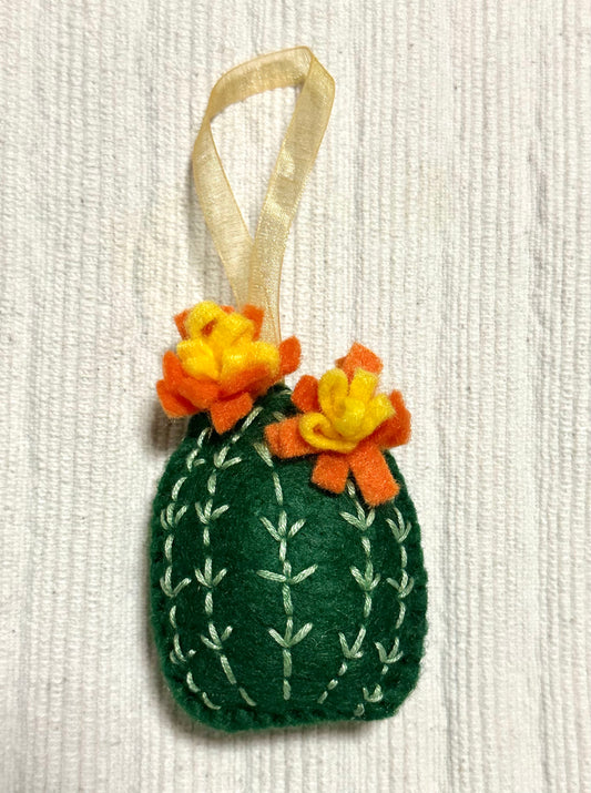 Felt Barrel Cactus Ornament Hand Crafted