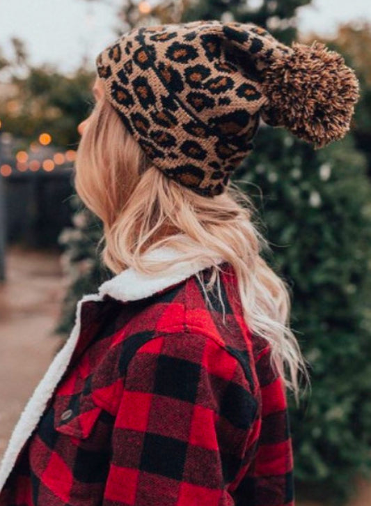 Pom Pom Leopard Winter Beanie | JB Boutique |