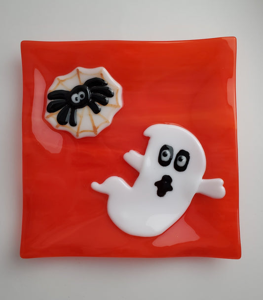 Halloween Ghost & Spider Plate