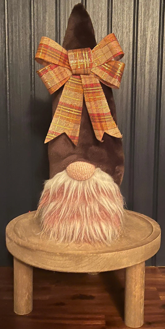 Gnoming Around: Gnome with Brown Hat and Fall Bow