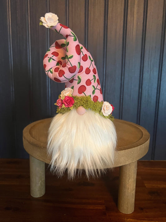 Gnoming Around: Gnome with Cherry-pink Hat & Flowers