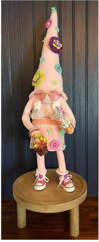 Standing Gnome with Flowers & wearing Glasses