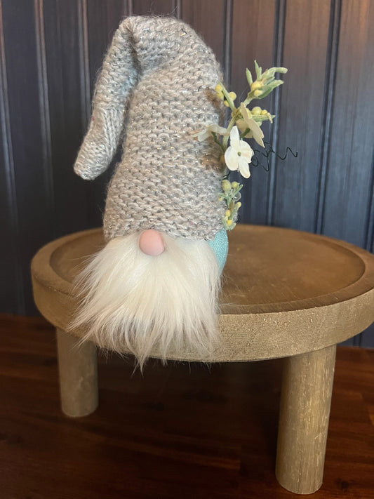 Gnoming Around: Gnome with Gray Hat, Flowers & Teal Body