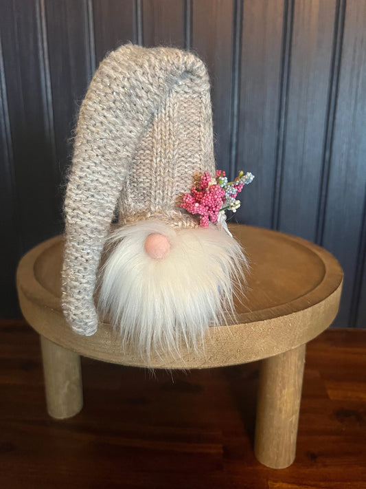 Gnoming Around: Gnome with White Hat & Pink Flowers