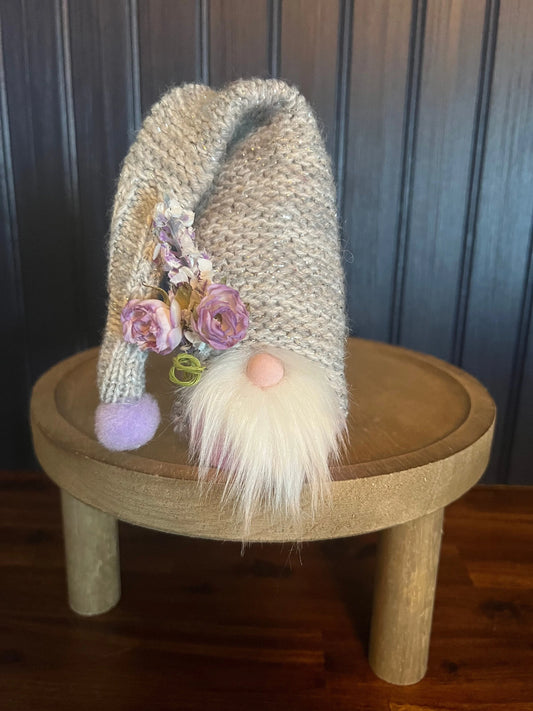 Gnoming Around: Gnome with Gray Hat and Purple Flowers