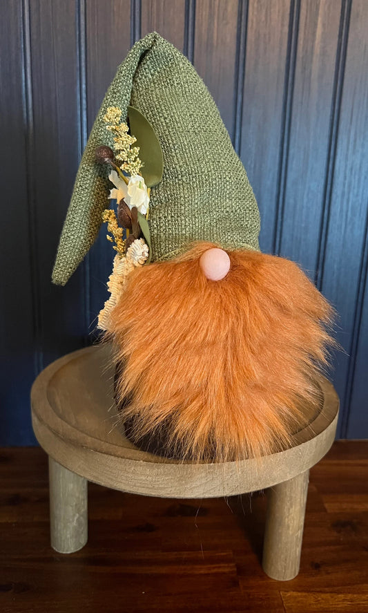 Gnoming Around: Gnome with Green Hat, Orange Beard & Flowers