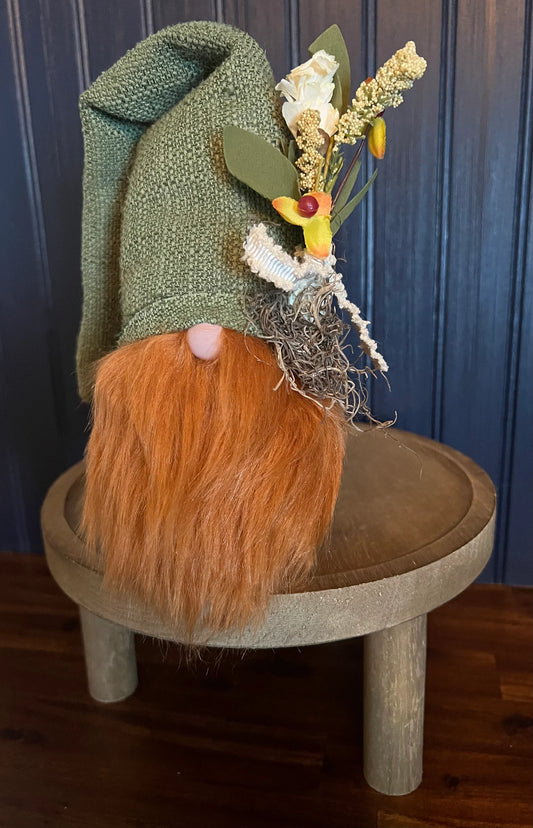 Gnoming Around: Gnome with Green Hat, Orange Beard & Flowers