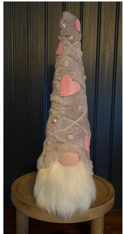 Gnoming Around: Gnome with Lilac Purple Hat and Pink Hearts