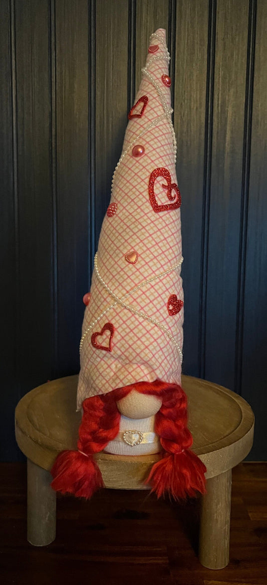 Gnoming Around: Gnome with Pink Hat and Red Hearts