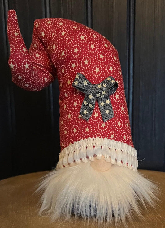 Gnoming Around: Gnome with Red-Star Hat and Blue-Star Bow