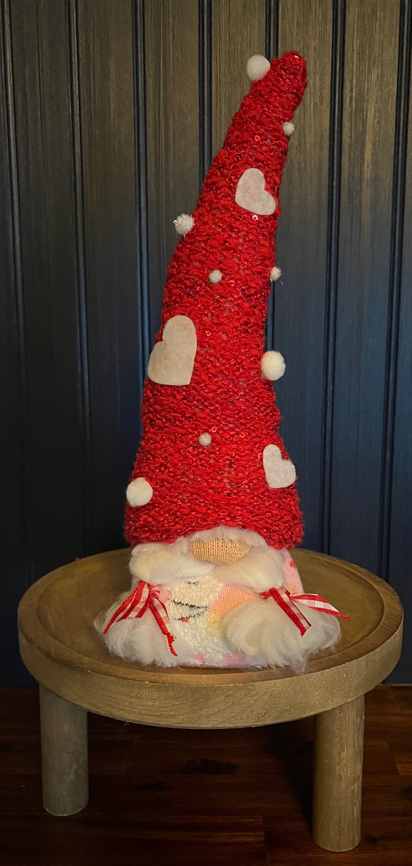 Gnoming Around: Gnome with Red Hat and White Hearts
