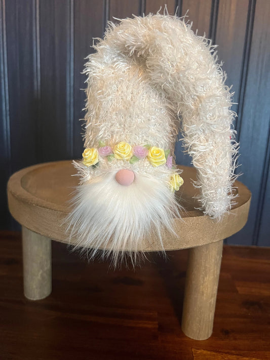 Gnoming Around: Gnome with White Hat and Yellow & Purple Flowers