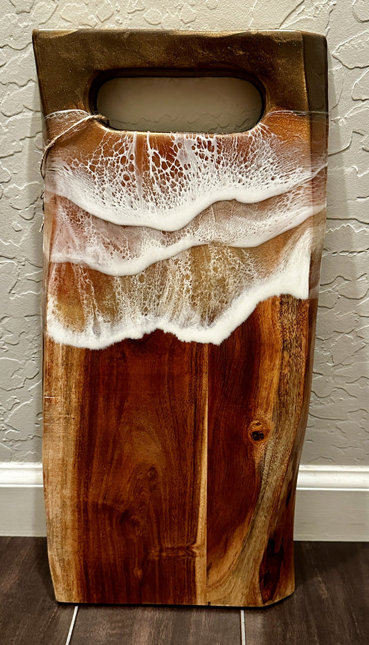 Golden Waves Light Charcuterie Board - Janine's Resin Creations