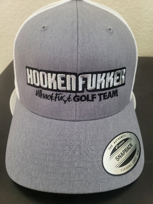 HOOKENFUKKER Whack Fuck Golf Team Cap (Gray w/ White Mesh Back from Social Golf Gear