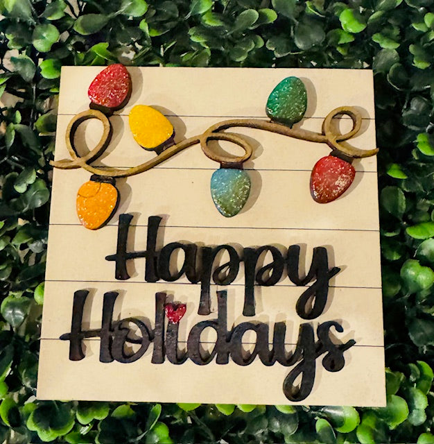 Interchangeable Leaning Frame Insert -Happy Holidays - CHD