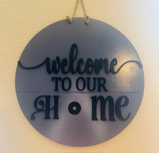 Interchangeable Magnetic (Welcome To Our Home) Sign Base (Use 3"R Inserts) - STV