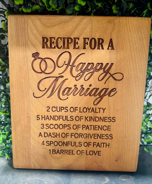 Recipe For A Happy Marriage Bar Board