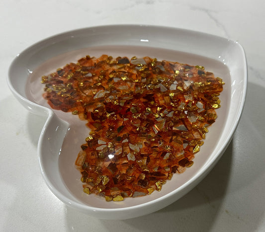 Heart Candy Dish Red Glass - Janine's Resin Creations