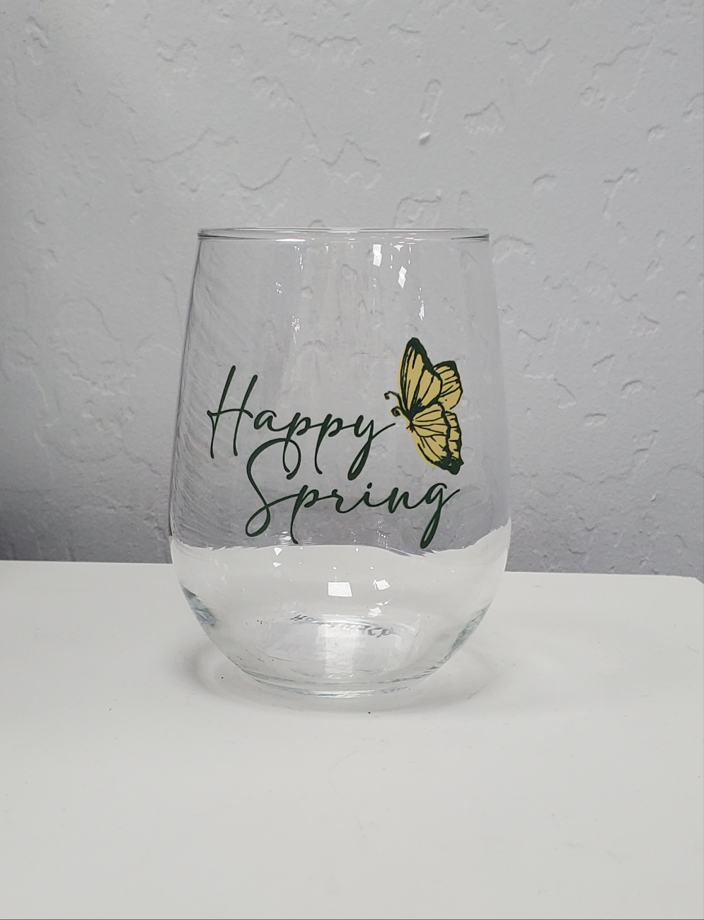 Happy Spring Glass - Glitter Boss