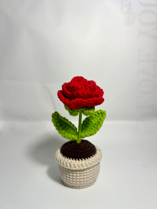Crochet rose pot