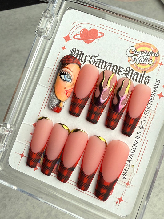 Plaid Bratz Phoebe- RTS 10:XSMALL -Long Coffin- Savage Classicfied