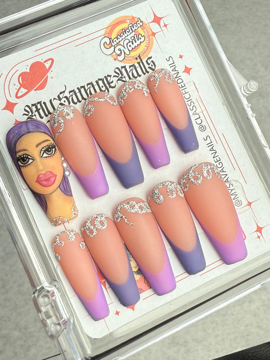 Purple Bratz Kylie- RTS 10:LARGE -Long Coffin- Savage Classicfied