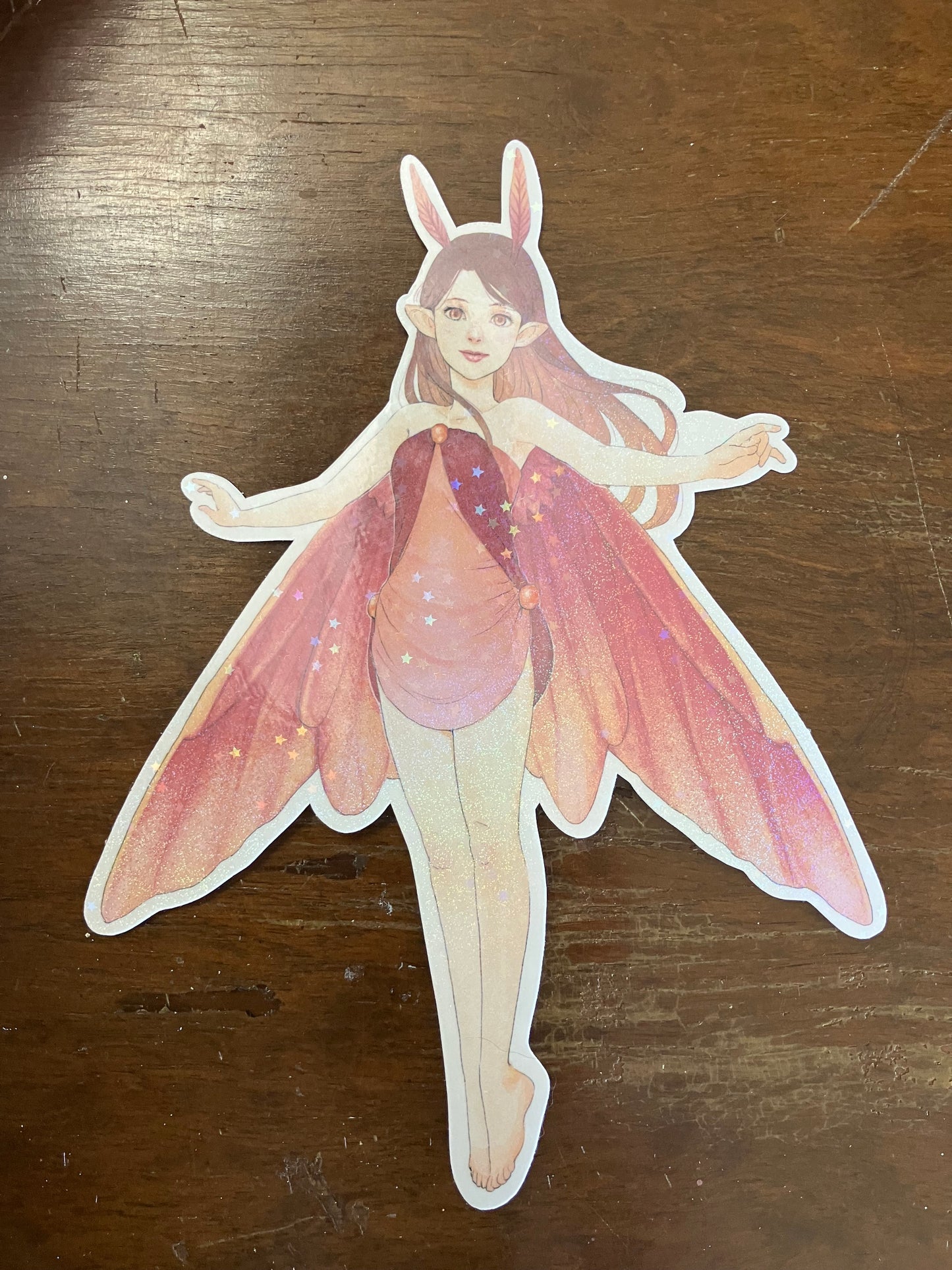 Red Moth Fairy Sticker (Large)