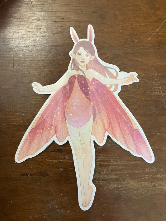 Red Moth Fairy Sticker (Large)