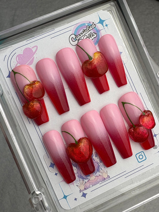 Cherry Berry Ombre- 10:SMALL -Long Coffin- Classicfied