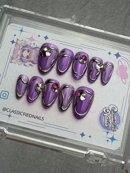 PurpleHolo Stunner Shades - 10:MEDIUM -ALMONDSHRT- Classicfied Nails