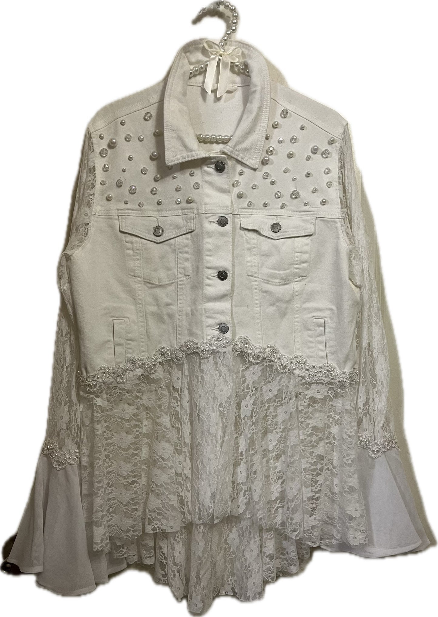 1023 White Denim Bride Jacket - Bougie Denim Couture