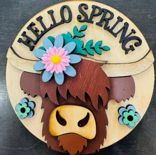 Magnetic Insert Hello Spring Highland Cow - STV