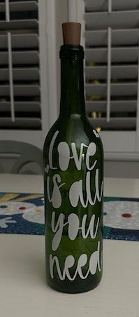 Wine Bottle with Lights - Love Is All You Need