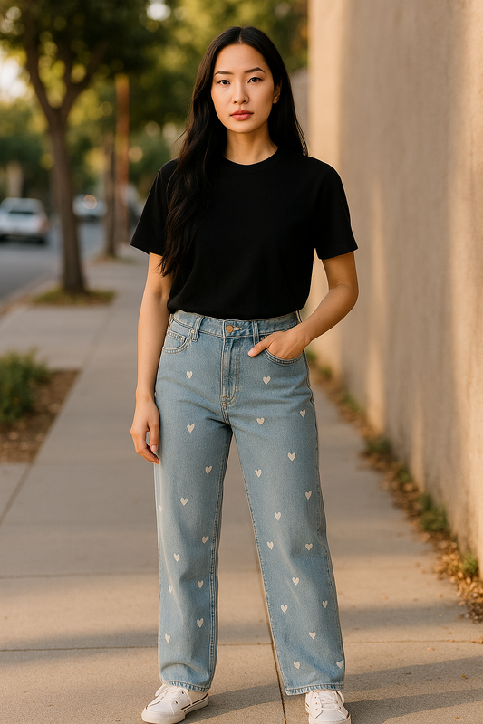 LB Heart On Your Sleeve Wide Leg Jeans - Made in Chic