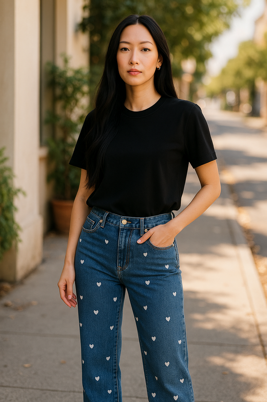 DB Heart On Your Sleeve Wide Leg Jeans - Made in Chic