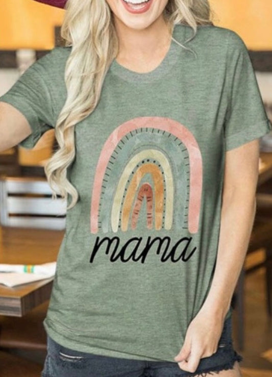 Mama Rainbow Graphic Crewneck Tee | JB Boutique |
