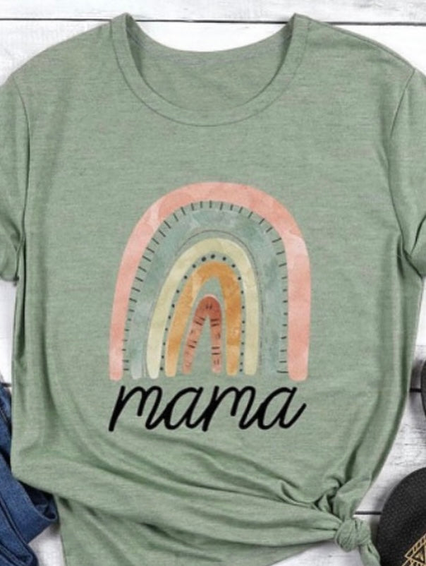 Mama Rainbow Graphic Crewneck Tee | JB Boutique |